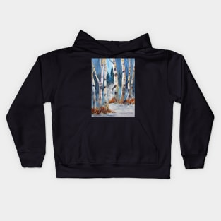 Birches on Blue Kids Hoodie